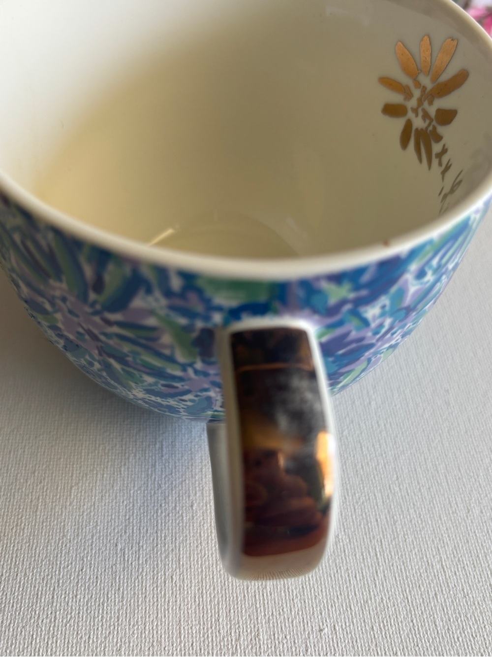2 Lilly Pulitzer Blue Green Floral Ceramic Coffee Mug - Picture 6 of 6
